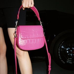 Zara hot pink animal print neon crossbody bag